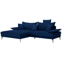 ECKSOFA in Mikrofaser Dunkelblau  176/292 cm  - Schwarz/Dunkelblau, MODERN, Textil/Metall (176/292cm) - Carryhome