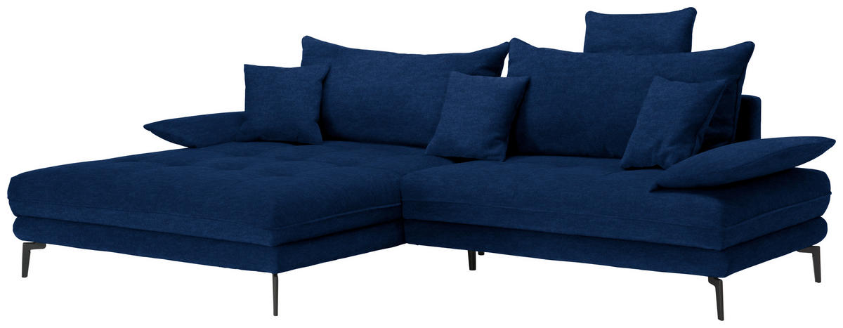 ECKSOFA in Mikrofaser Dunkelblau  176/292 cm  - Schwarz/Dunkelblau, MODERN, Textil/Metall (176/292cm) - Carryhome