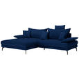 ECKSOFA in Mikrofaser Dunkelblau  - Schwarz/Dunkelblau, MODERN, Textil/Metall (173/297cm) - Carryhome