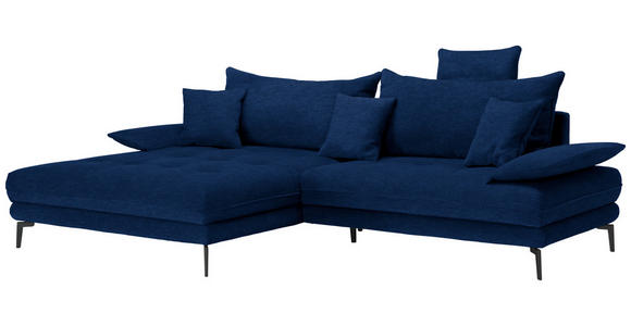 ECKSOFA in Mikrofaser Dunkelblau  - Schwarz/Dunkelblau, MODERN, Textil/Metall (173/297cm) - Carryhome