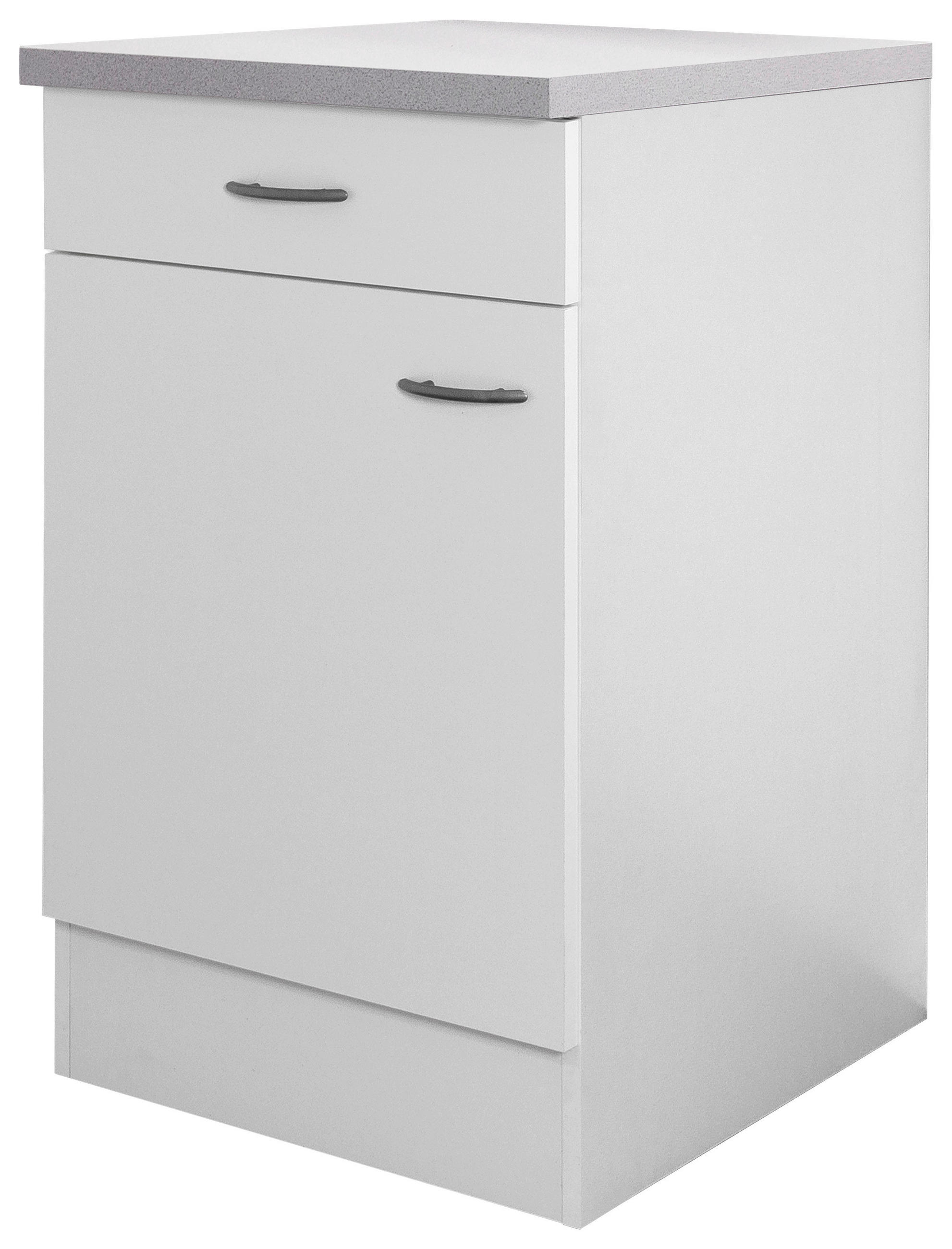 KÜCHENUNTERSCHRANK 50/85/60 cm  in Weiß  - Edelstahlfarben/Hellgrau, Holzwerkstoff/Kunststoff (50/85/60cm) - FlexWell