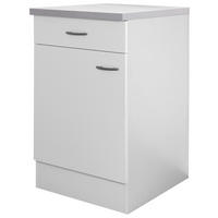 KÜCHENUNTERSCHRANK 50/85/60 cm  in Weiß  - Edelstahlfarben/Hellgrau, Holzwerkstoff/Kunststoff (50/85/60cm) - FlexWell