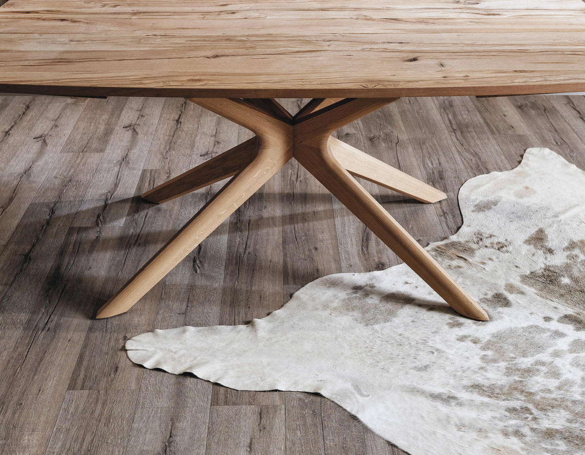 ESSTISCH Altholz, Eiche furniert, massiv bootsförmig Eichefarben  - Eichefarben, Natur, Holz (140/96,5/76,5cm) - Voglauer