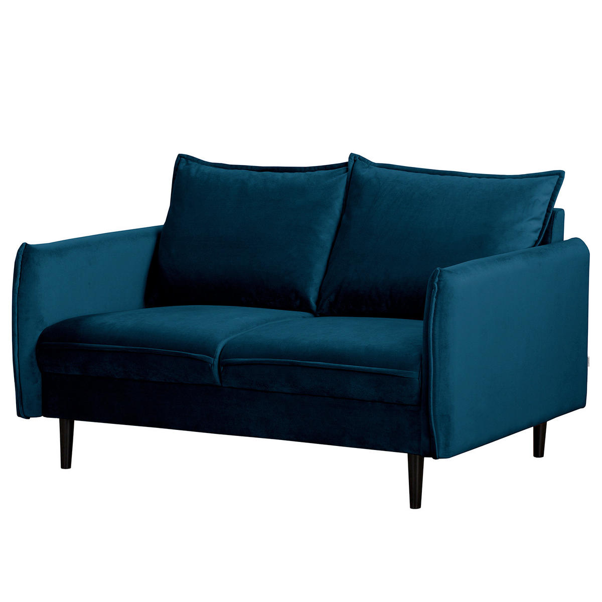 2-SITZER-SOFA JULI Samt Blau  - Blau/Schwarz, Design, Holz/Textil (138/86/100cm) - P & B