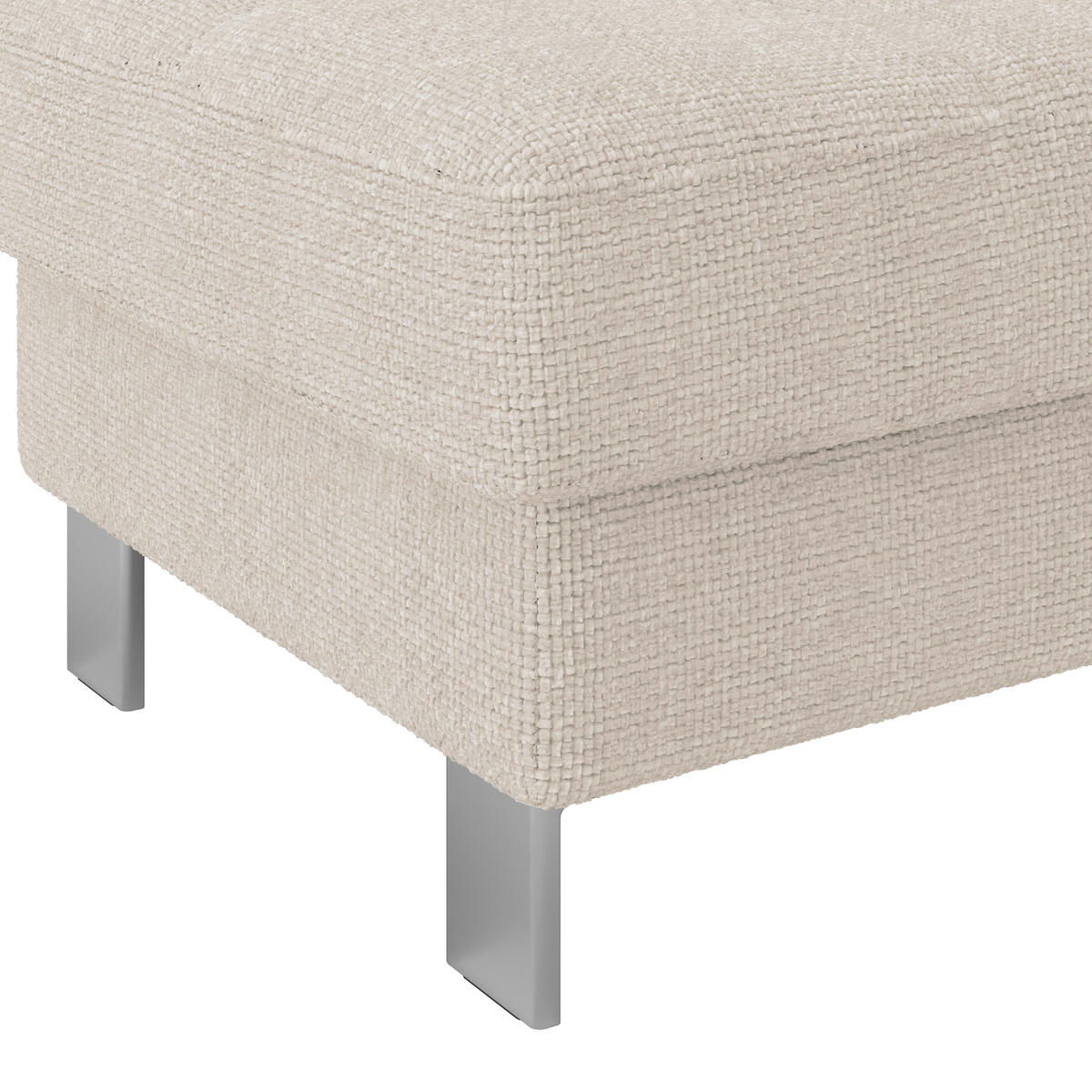 HOCKER in Textil Perlmutt  - Perlmutt, Modern, Textil/Metall (90/44/73cm) - MID.YOU