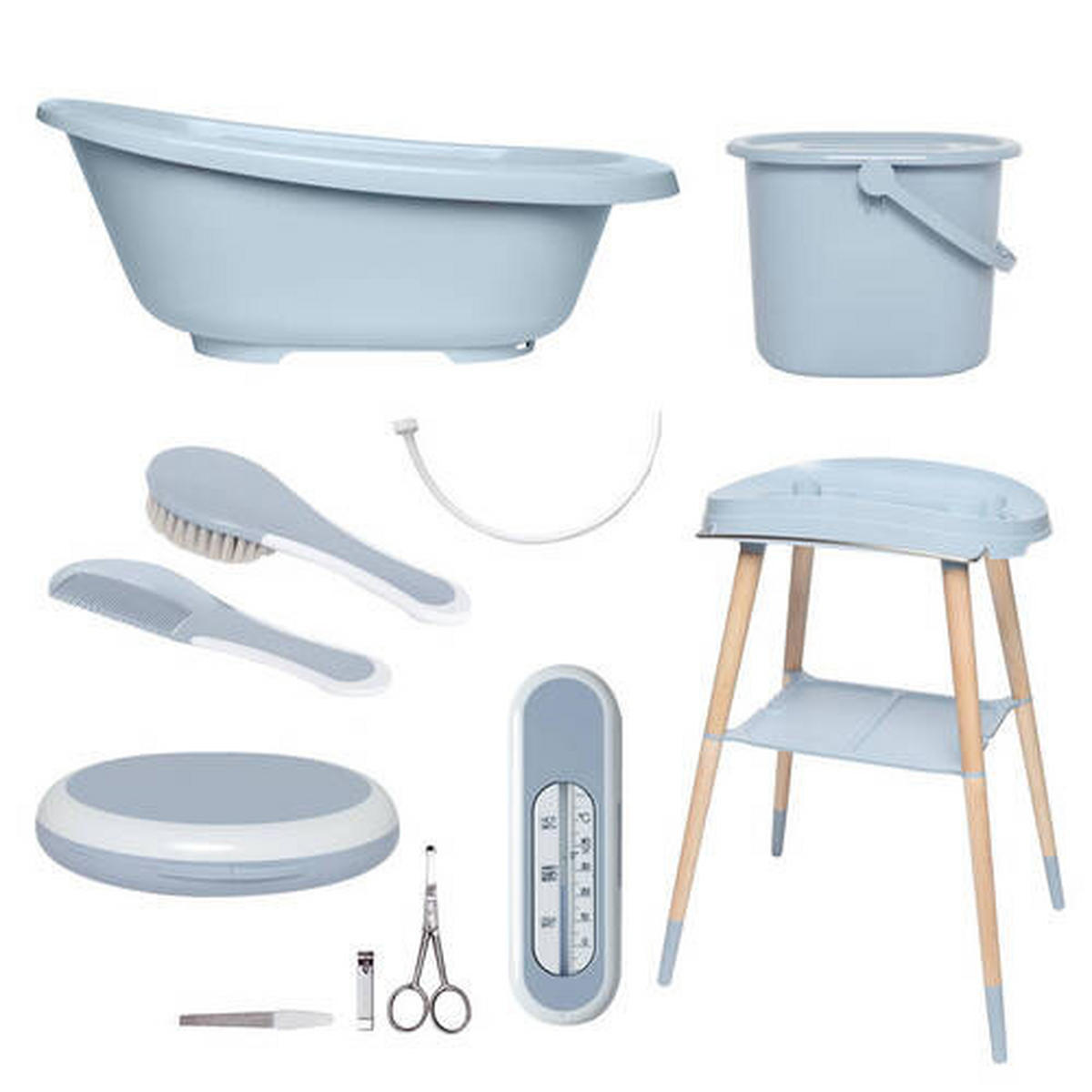 SET ZA KUPANJE BEBE  SENSE EDITION  - plava/svijetlo plava, Basics, plastika (79.5/40/46cm) - Bebe Jou