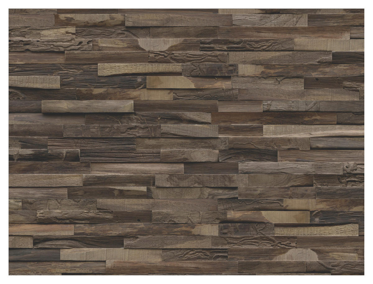 WANDVERKLEIDUNG 10 Stück  - Dunkelbraun, Basics, Holz (50/20/2cm)