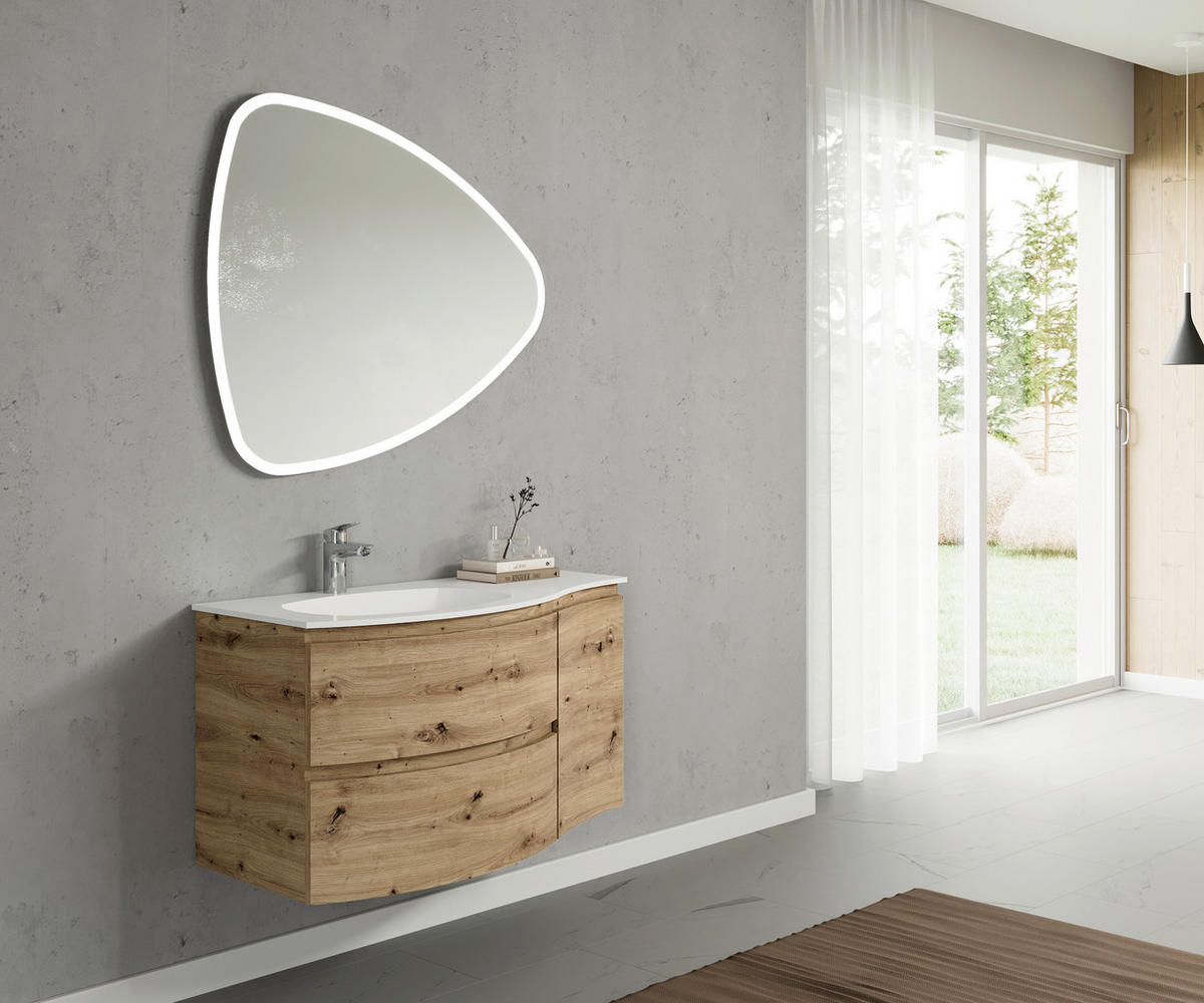 BADEZIMMER 4-teilig  in 105 cm  - Eiche Artisan/Weiß, Natur, Holzwerkstoff/Stein (105cm) - Voleo
