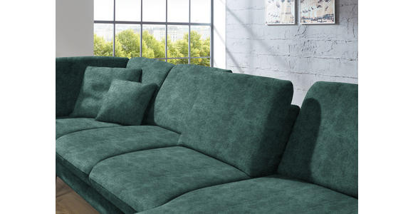 WOHNLANDSCHAFT in Velours Blau, Grün - Blau/Schwarz, Design, Textil/Metall (208/344/180cm) - Dieter Knoll