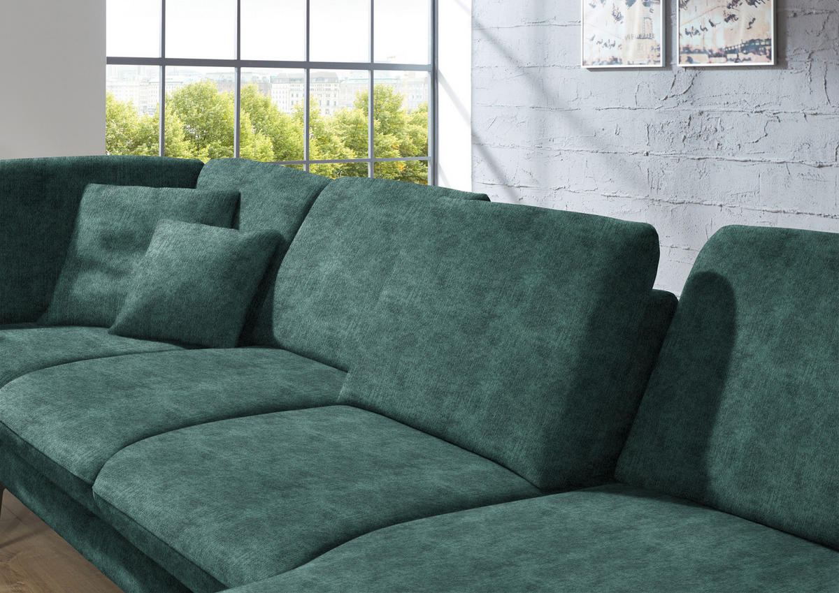 WOHNLANDSCHAFT in Velours Blau, Grün  - Blau/Schwarz, Design, Textil/Metall (208/344/180cm) - Dieter Knoll