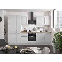 KÜCHENBLOCK 310 cm   in Weiß, Eichefarben  - Eichefarben/Schwarz, Design, Holzwerkstoff/Kunststoff (310cm) - MID.YOU