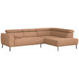 ECKSOFA in Webstoff Rostfarben  280/205 cm  - Rostfarben/Schwarz, Design, Textil/Metall (280/205cm) - Xora