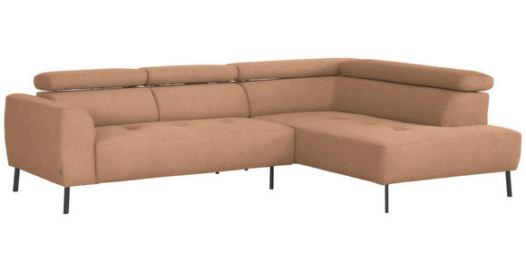 ECKSOFA in Webstoff Rostfarben 280/205 cm - Rostfarben/Schwarz, Design, Textil/Metall (280/205cm) - Xora