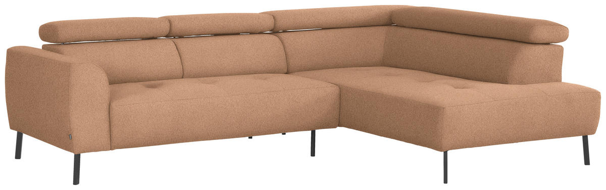 ECKSOFA in Webstoff Rostfarben  280/205 cm  - Rostfarben/Schwarz, Design, Textil/Metall (280/205cm) - Xora