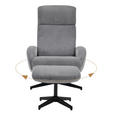 RELAXSESSELSET inkl. Funktion Cord Relaxfunktion, Hocker    - Dunkelgrau/Schwarz, Design, Textil/Metall (75/106/74cm) - Xora
