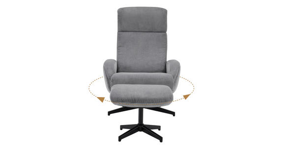 RELAXSESSELSET inkl. Funktion Cord Relaxfunktion, Hocker - Dunkelgrau/Schwarz, Design, Textil/Metall (75/106/74cm) - Xora