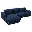 ECKSOFA in Cord Dunkelblau  182/302 cm  - Schwarz/Dunkelblau, MODERN, Kunststoff/Textil (182/302cm) - Carryhome