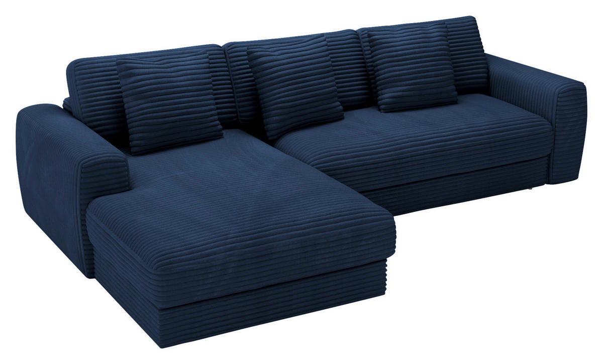 ECKSOFA in Cord Dunkelblau  182/302 cm  - Schwarz/Dunkelblau, MODERN, Kunststoff/Textil (182/302cm) - Carryhome
