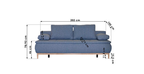 BOXSPRINGSOFA in Webstoff Dunkelbraun - Eichefarben/Dunkelbraun, Design, Holz/Textil (202/78/93/100cm) - Venda