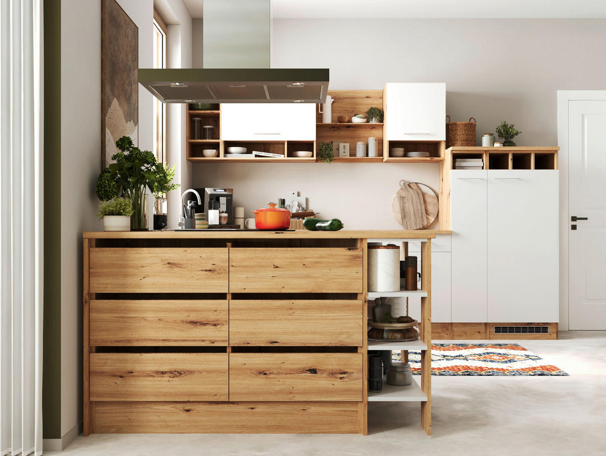 MODULKÖK 310-150 cm   i vit  - vit/skogsek, Design, metall/trämaterial (310-150cm) - Respekta