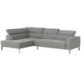 ECKSOFA Hellgrau Feincord  - Hellgrau/Schwarz, Design, Textil/Metall (205/280cm) - Xora
