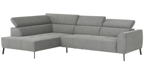 ECKSOFA Hellgrau Feincord - Hellgrau/Schwarz, Design, Textil/Metall (205/280cm) - Xora