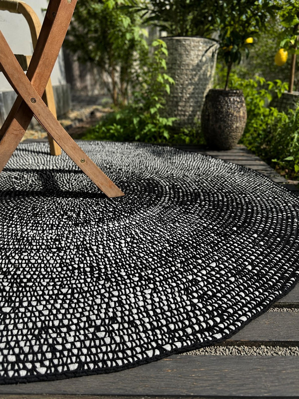 TEPPICH  Wohnzimmer 150 cm Schwarz, Weiß rund  - Schwarz/Weiß, Trend, Textil (150cm)