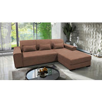 ECKSOFA in Struktur, Bouclé Altrosa  - Altrosa/Schwarz, Design, Kunststoff/Textil (270/175cm) - MID.YOU