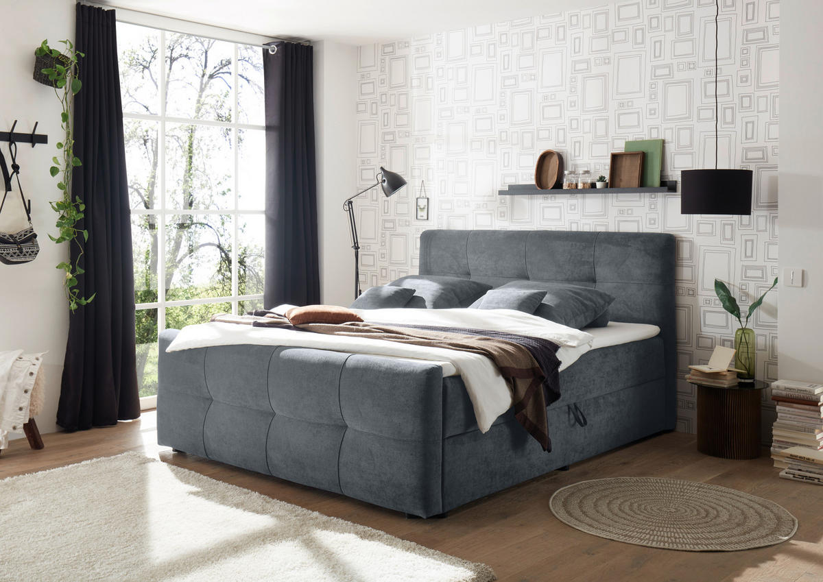 BOXBETT 160/200 cm  Anthrazit  - Anthrazit, Modern, Holzwerkstoff/Kunststoff (160/200cm) - MID.YOU