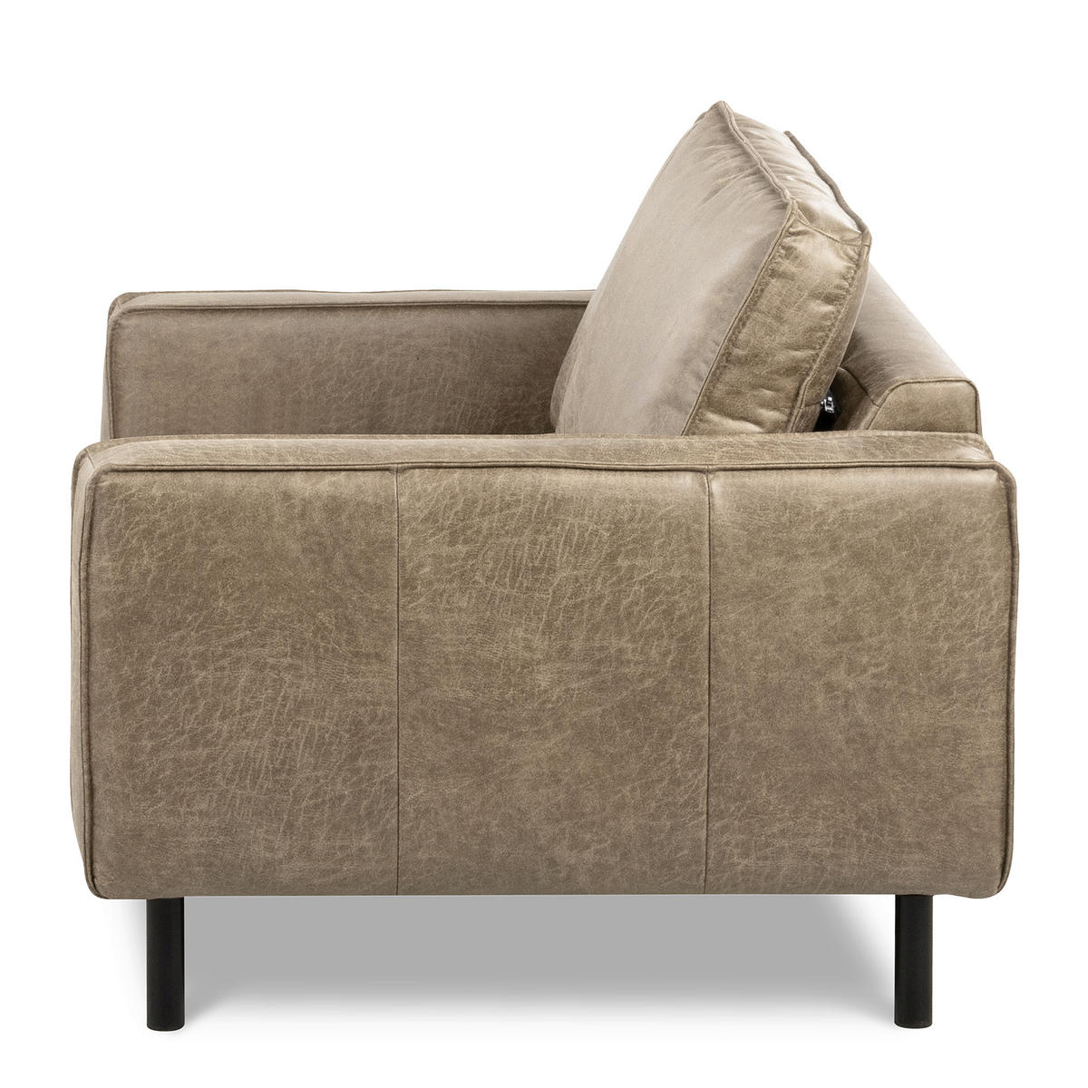 SESSEL in Lederlook Echtleder Hellgrau  - Hellgrau/Schwarz, Design, Leder/Textil (88/85/92cm) - Livetastic
