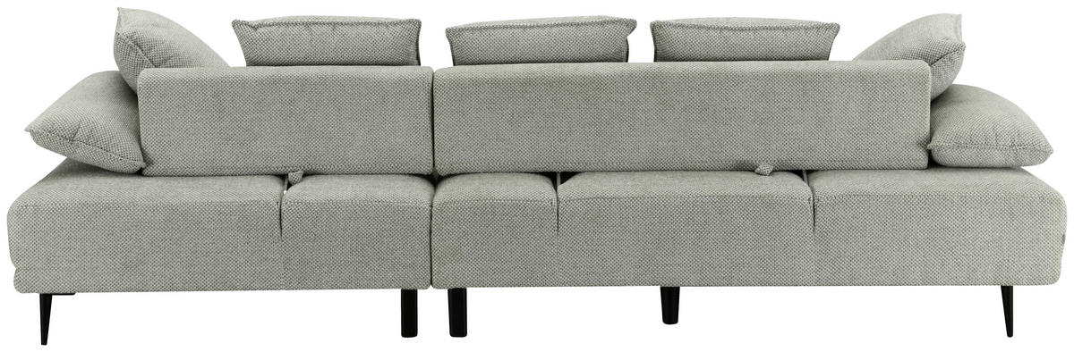 ECKSOFA in Mikrofaser Hellgrau  282/171 cm  - Hellgrau/Schwarz, Design, Textil/Metall (282/171cm) - Hom`in