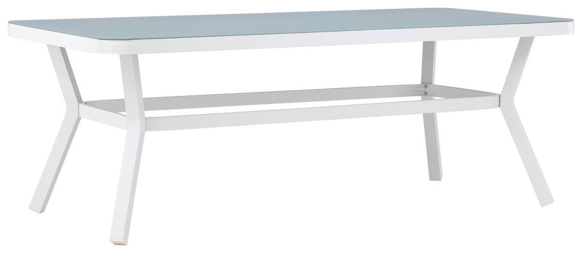 GARTENTISCH 200/100/74 cm Metall, Stein rechteckig  - Weiß, KONVENTIONELL, Stein/Metall (200/100/74cm) - Gardenson