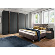 BOXSPRINGBETT 180/200 cm  in Schwarz  - Chromfarben/Schwarz, Basics, Leder/Holz (180/200cm) - Novel