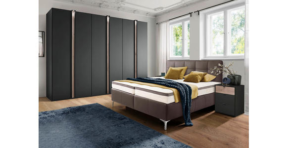 BOXSPRINGBETT 180/200 cm in Schwarz - Chromfarben/Schwarz, Basics, Leder/Holz (180/200cm) - Novel