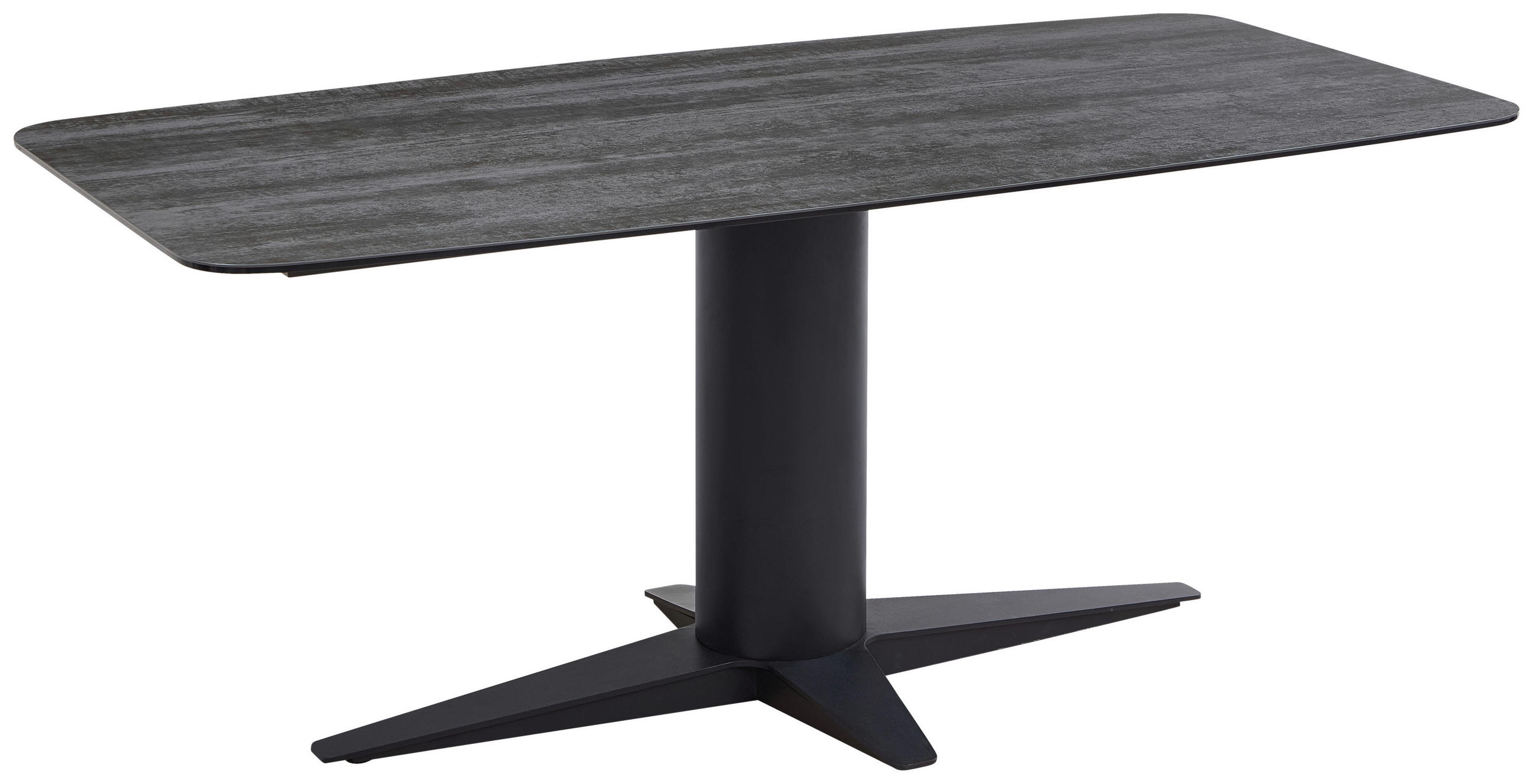 MATBORD i metall, glas, keramik 180/90/76-106 cm   - mörkgrå/svart, Design, metall/glas (180/90/76-106cm) - Emilio Belluti