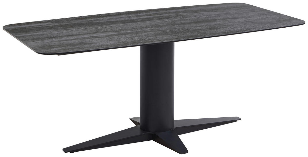 ESSTISCH in Metall, Glas, Keramik 180/90/76-106 cm  - Dunkelgrau/Schwarz, Design, Glas/Keramik (180/90/76-106cm) - Emilio Belluti