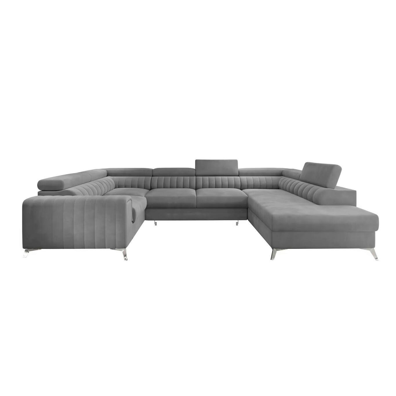 WOHNLANDSCHAFT Grau Samt  - Silberfarben/Grau, Design, Kunststoff/Textil (202/347/202cm) - MID.YOU
