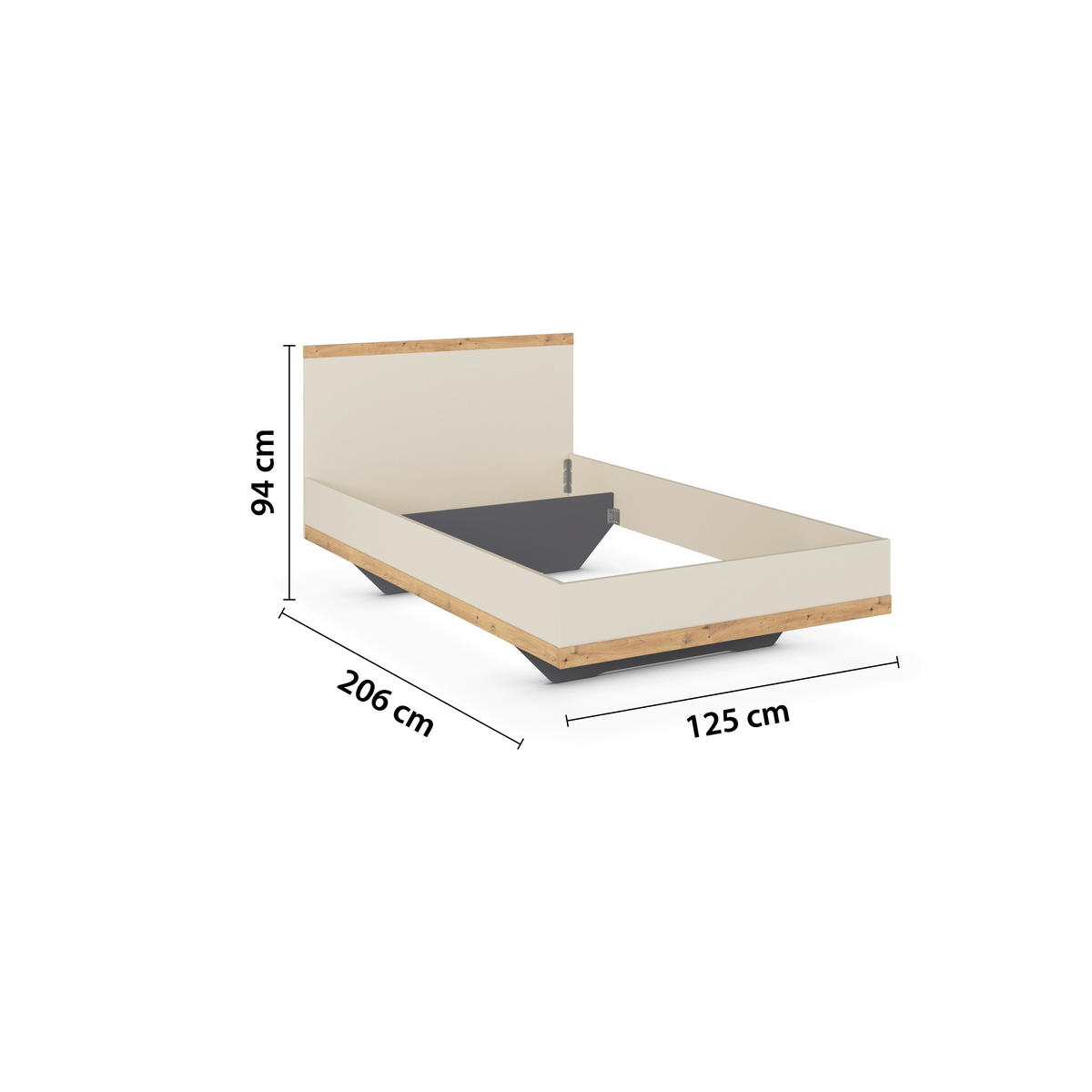 JUGENDZIMMER Champagner, Eiche Artisan  - Champagner/Eiche Artisan, Design, Holzwerkstoff (120/200cm) - Stylife