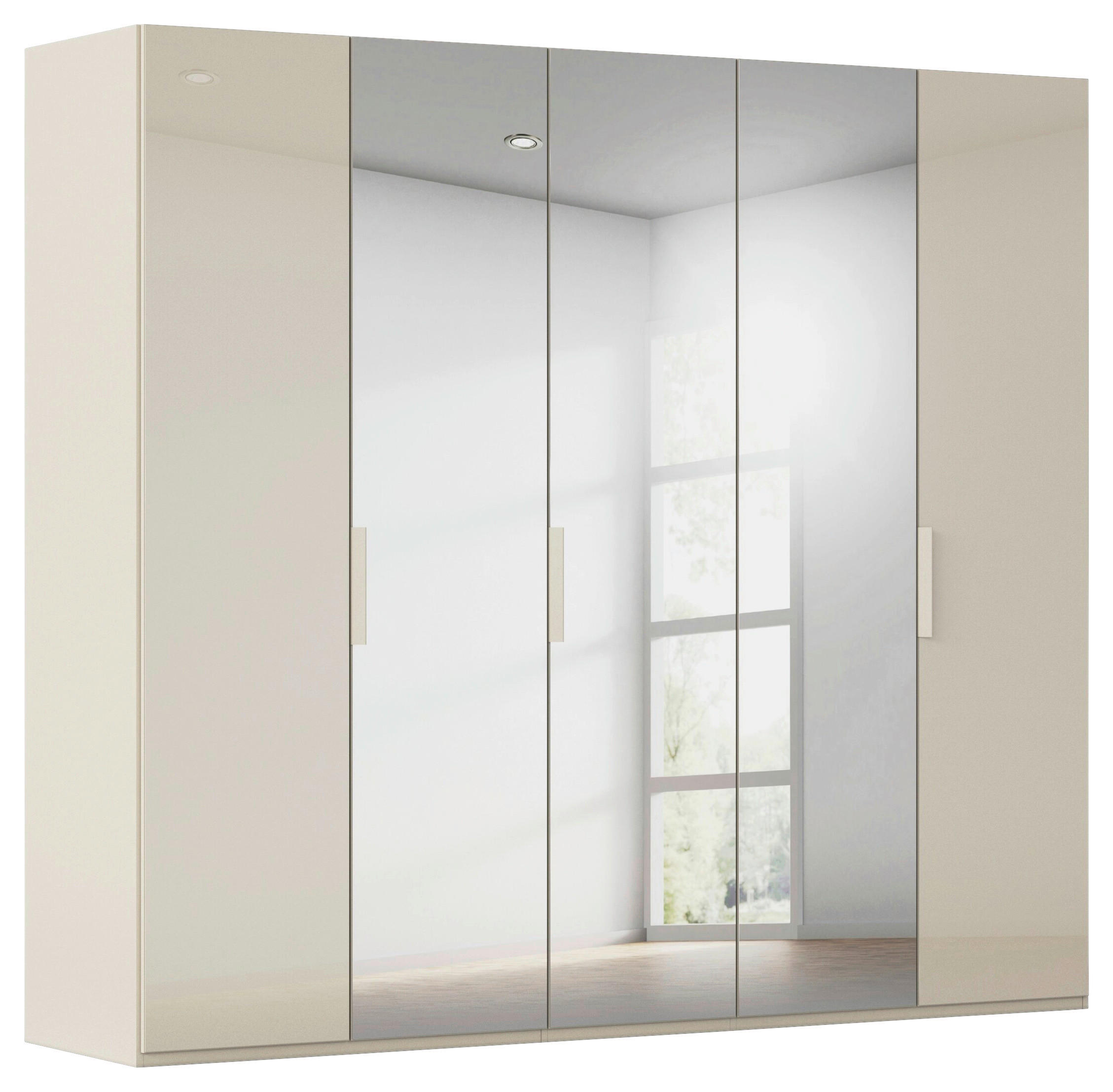 DREHTÜRENSCHRANK 251/235/61 cm,  in Champagner, 5-türig  - Champagner, Basics, Glas/Holzwerkstoff (251/235/61cm) - Novel
