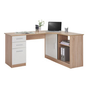 ECKSCHREIBTISCH in Holzwerkstoff 150/75/120 cm - Eichefarben/Alufarben, KONVENTIONELL, Holzwerkstoff/Kunststoff (150/75/120cm) - Venda