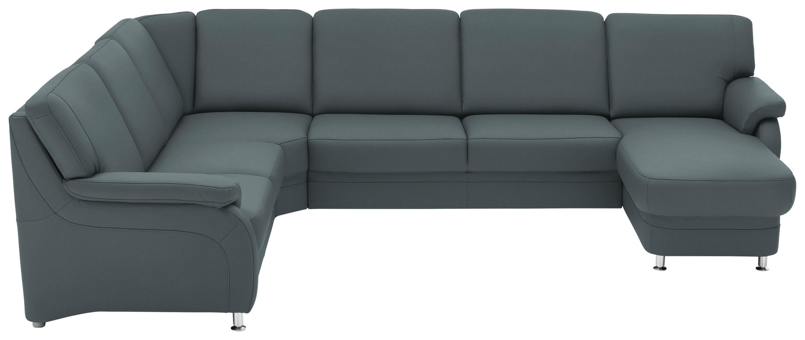 WOHNLANDSCHAFT Echtleder Grau  - Alufarben/Grau, Konventionell, Leder/Metall (239/329/165cm) - Beldomo Premium