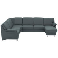 WOHNLANDSCHAFT Echtleder Grau  - Alufarben/Grau, Konventionell, Leder/Metall (239/329/165cm) - Beldomo Premium