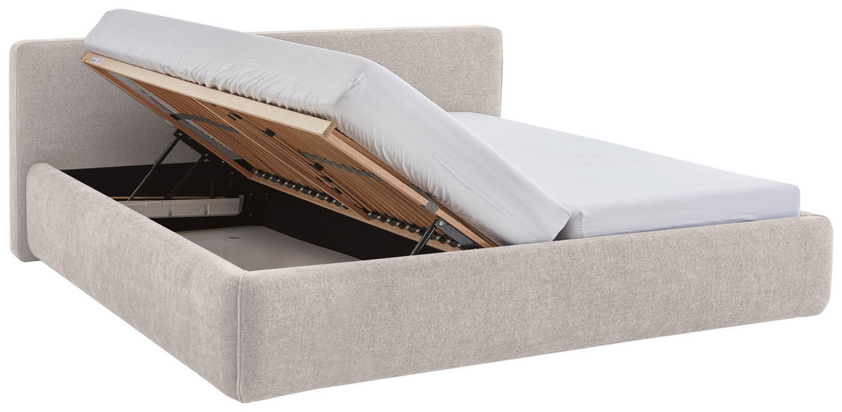 POLSTERBETT 180/200 cm  Creme  - Birkefarben/Buchefarben, Design, Holz/Textil (180/200cm) - Xora