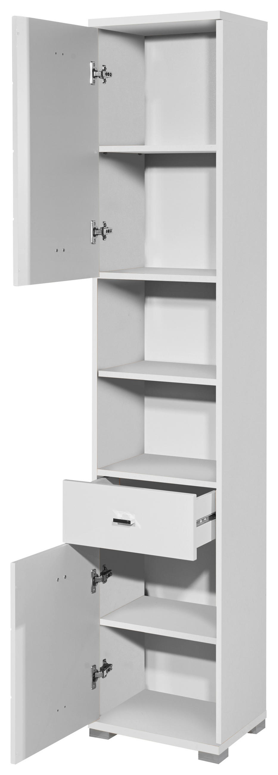 VYSOKÁ SKŘÍŇ, vysoce lesklá bílá, bílá, 38/190/30 cm - bílá/barvy stříbra, Basics, kompozitní dřevo/plast (38/190/30cm) - Livetastic