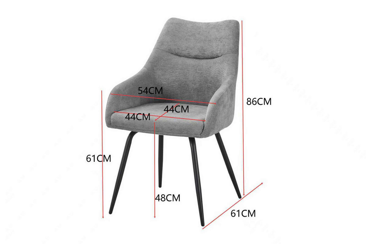 ARMLEHNSTUHL Eisen Chenille  - Schwarz/Grau, Basics, Textil/Metall (60/86/55cm) - Livetastic