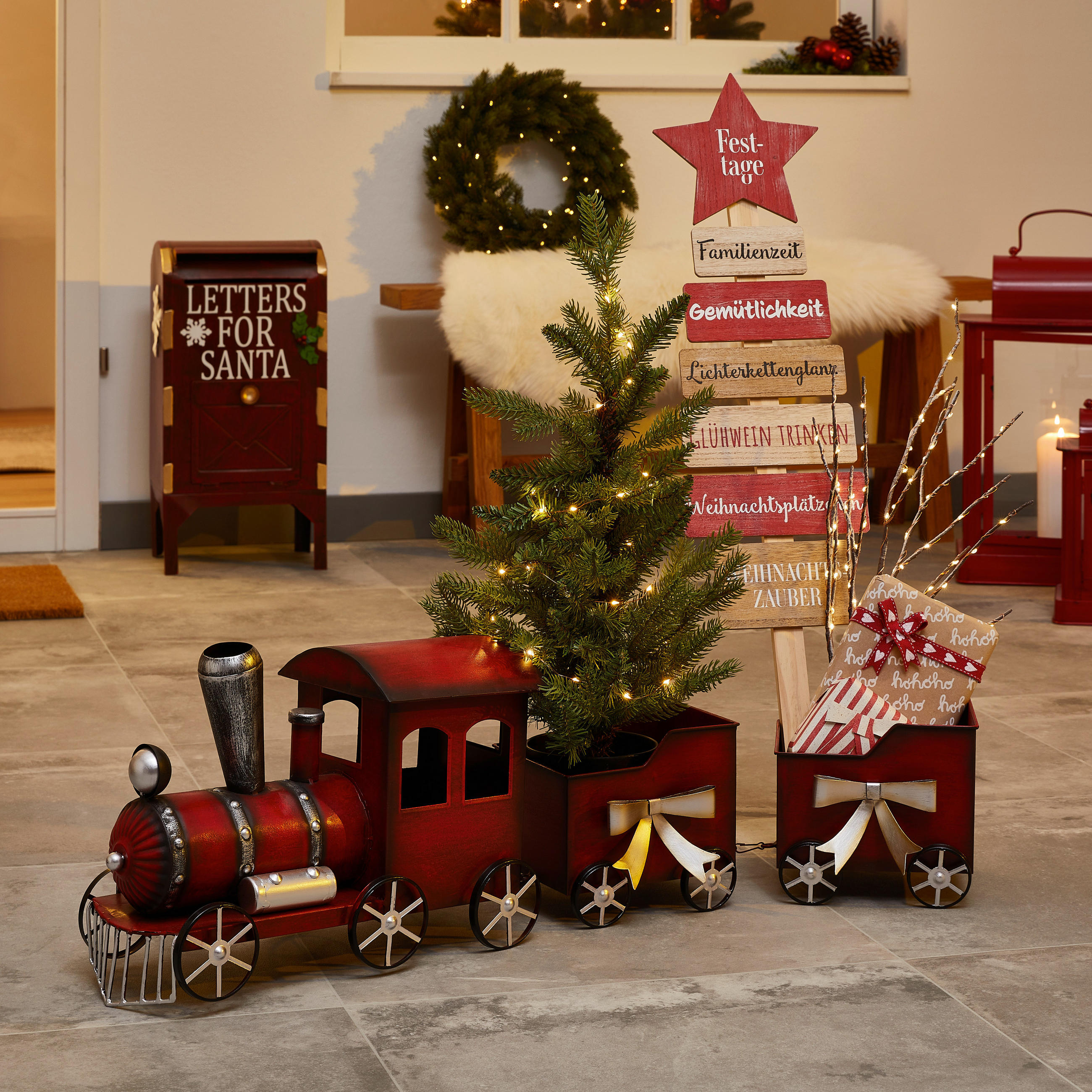 WEIHNACHTSFIGUR  - Rot/Silberfarben, Design, Metall (89,41cm) - X-Mas