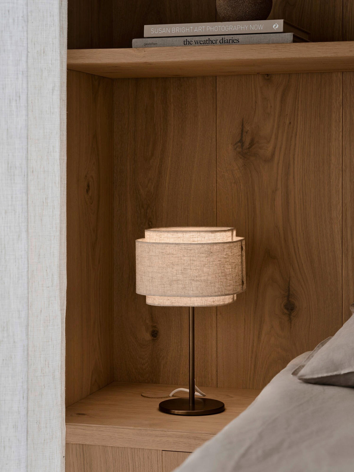 TISCHLEUCHTE 21/37 cm  - Beige/Braun, Design, Textil/Metall (21/37cm) - Nordlux