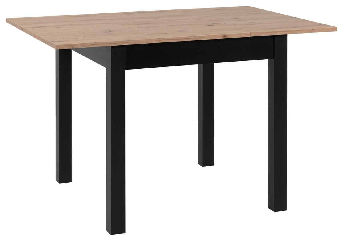 ESSTISCH Schwarz, Eiche Artisan quadratisch  ausziehbar  - Schwarz/Eiche Artisan, Basics, Holzwerkstoff (80/80/76,5cm) - MID.YOU
