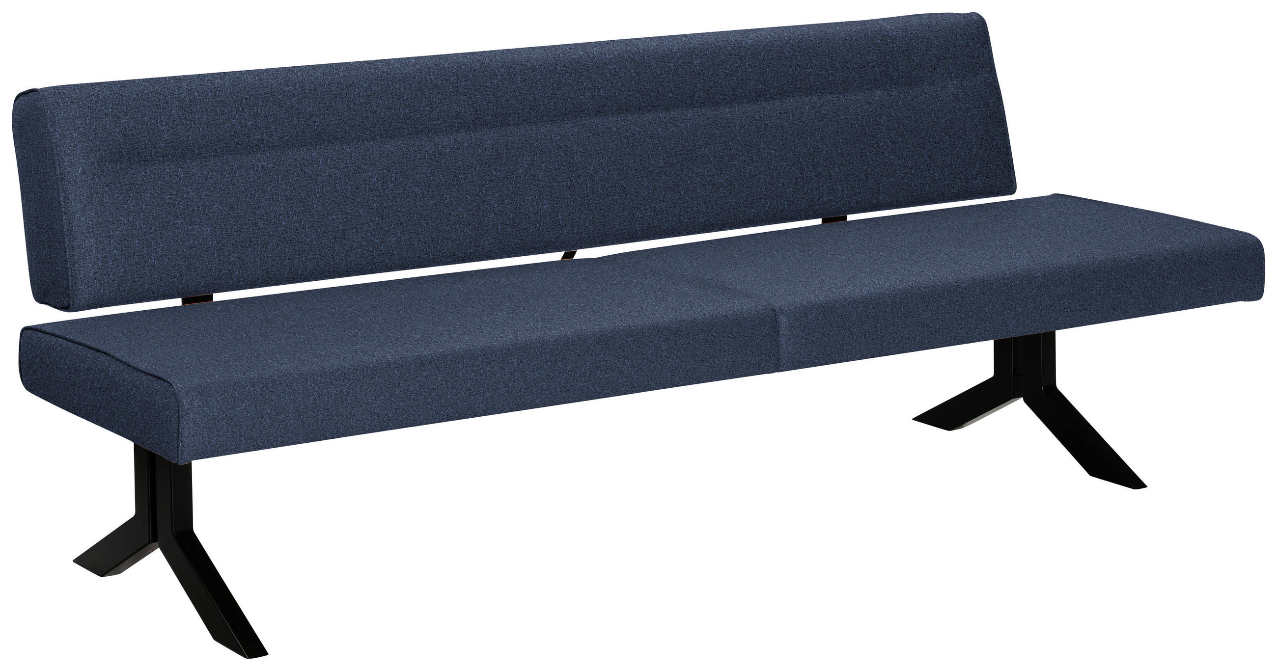SITZBANK 220/87/70-86 cm Samt Dunkelblau  - Schwarz/Dunkelblau, KONVENTIONELL, Textil/Metall (220/87/70-86cm) - Moderano