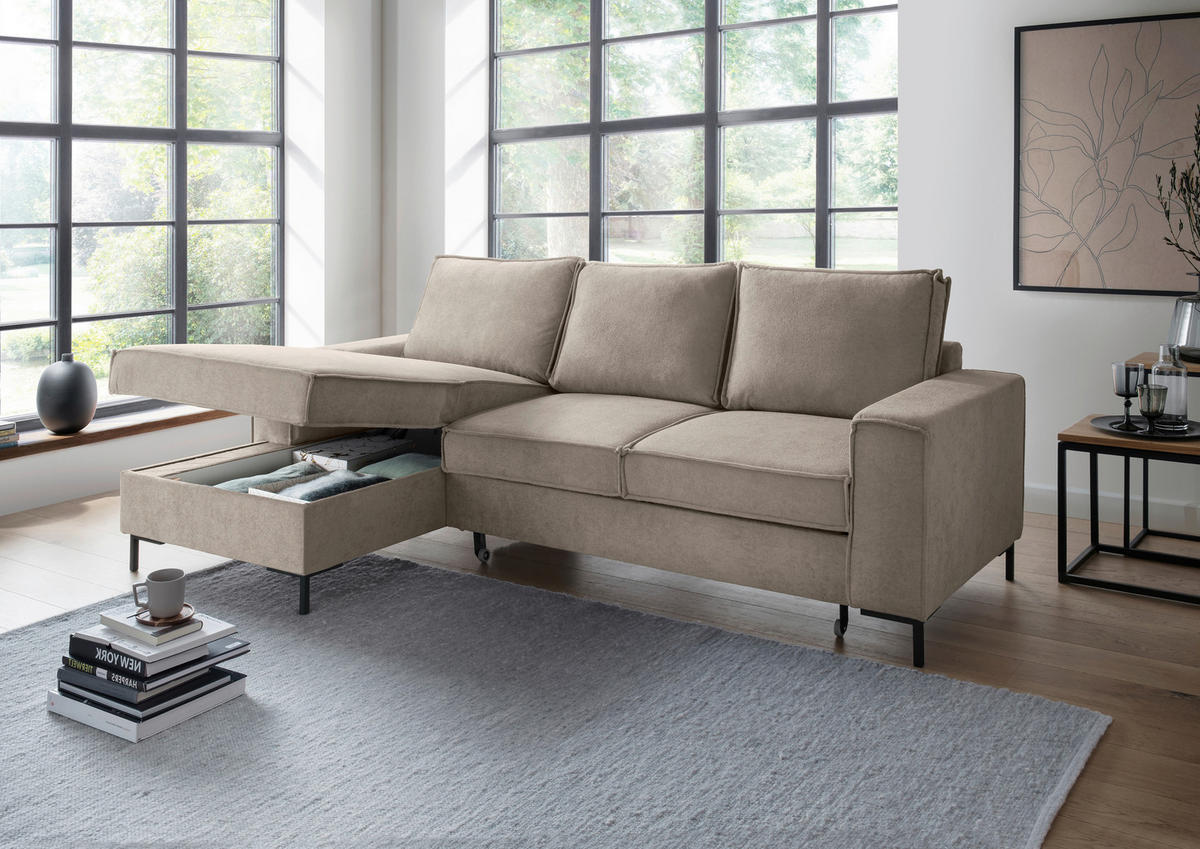 KUTNA GARNITURA tekstil  taupe   - crna/taupe, Moderno, tekstil/metal (150/240cm) - Livetastic